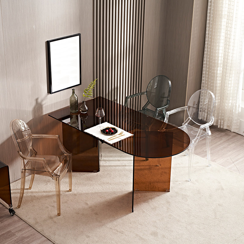 Tempered Glass Modern Free Form Indoor Table Glass Table for Dining Room Clearhalo ' dining_table' 'Dining Tables & Seating' 'Dining Tables' 'furn' 'furn_dining_table' 'Furniture' 'furniture_dining_table' 'Kitchen & Dining Furniture' 'kitchen&dining_furn' 'kitchen' 'kitchen_dining_table' 3740020