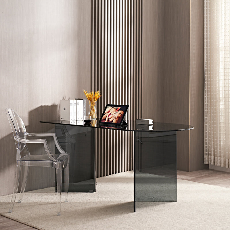 Tempered Glass Modern Free Form Indoor Table Glass Table for Dining Room Black Without Chairs Clearhalo ' dining_table' 'Dining Tables & Seating' 'Dining Tables' 'furn' 'furn_dining_table' 'Furniture' 'furniture_dining_table' 'Kitchen & Dining Furniture' 'kitchen&dining_furn' 'kitchen' 'kitchen_dining_table' 3740021