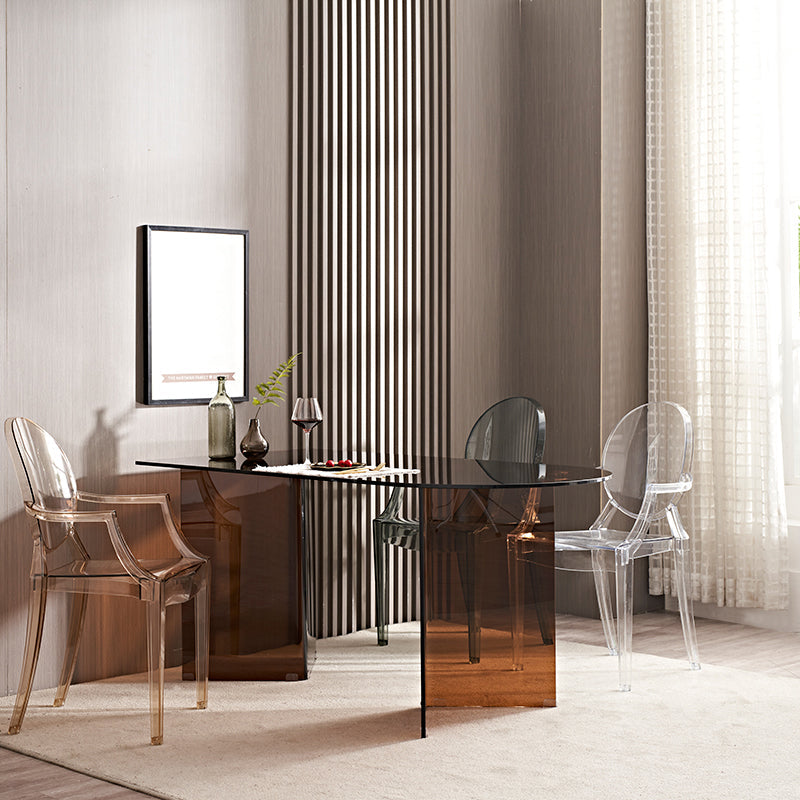 Tempered Glass Modern Free Form Indoor Table Glass Table for Dining Room Clearhalo ' dining_table' 'Dining Tables & Seating' 'Dining Tables' 'furn' 'furn_dining_table' 'Furniture' 'furniture_dining_table' 'Kitchen & Dining Furniture' 'kitchen&dining_furn' 'kitchen' 'kitchen_dining_table' 3740022