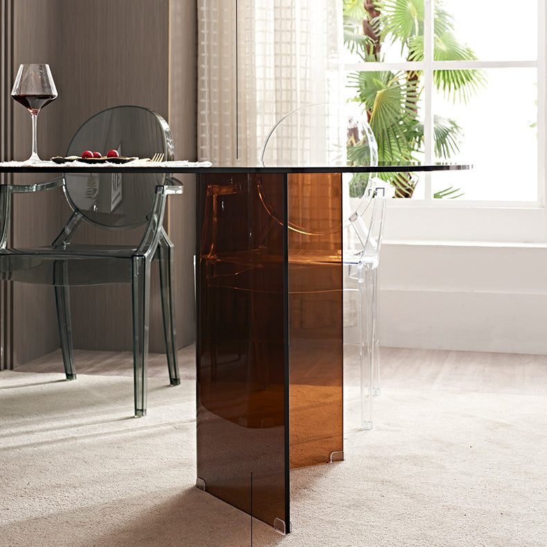 Tempered Glass Modern Free Form Indoor Table Glass Table for Dining Room Clearhalo ' dining_table' 'Dining Tables & Seating' 'Dining Tables' 'furn' 'furn_dining_table' 'Furniture' 'furniture_dining_table' 'Kitchen & Dining Furniture' 'kitchen&dining_furn' 'kitchen' 'kitchen_dining_table' 3740026