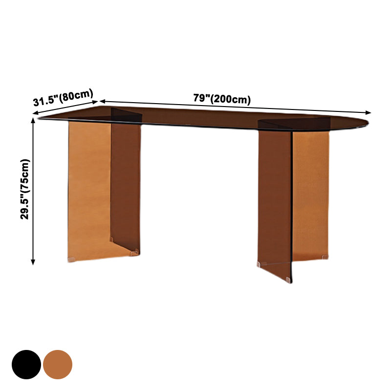 Tempered Glass Modern Free Form Indoor Table Glass Table for Dining Room Clearhalo ' dining_table' 'Dining Tables & Seating' 'Dining Tables' 'furn' 'furn_dining_table' 'Furniture' 'furniture_dining_table' 'Kitchen & Dining Furniture' 'kitchen&dining_furn' 'kitchen' 'kitchen_dining_table' 3740030