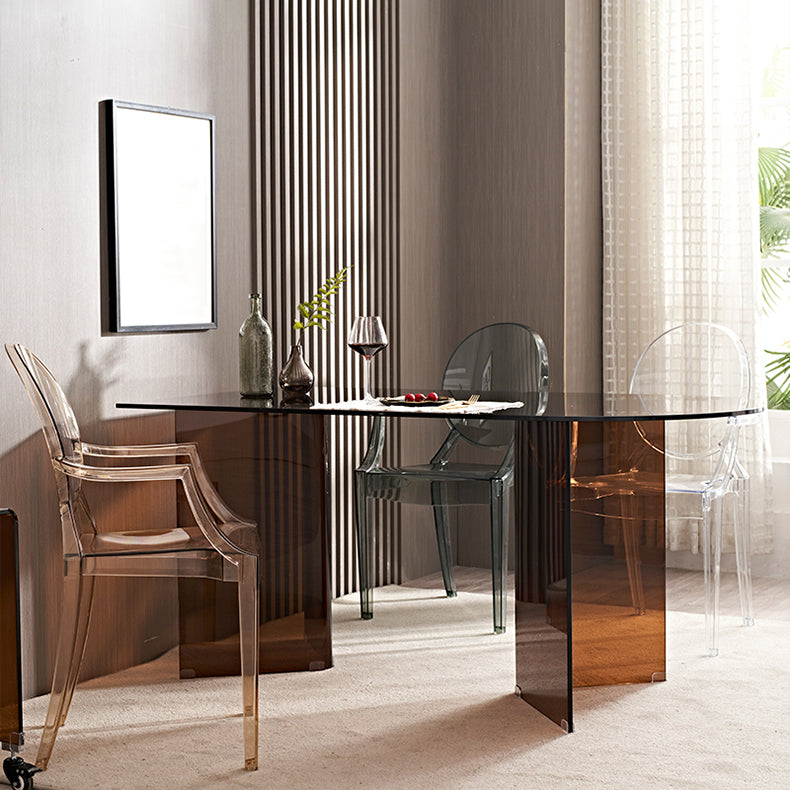 Tempered Glass Modern Free Form Indoor Table Glass Table for Dining Room Tan Without Chairs Clearhalo ' dining_table' 'Dining Tables & Seating' 'Dining Tables' 'furn' 'furn_dining_table' 'Furniture' 'furniture_dining_table' 'Kitchen & Dining Furniture' 'kitchen&dining_furn' 'kitchen' 'kitchen_dining_table' 3740031