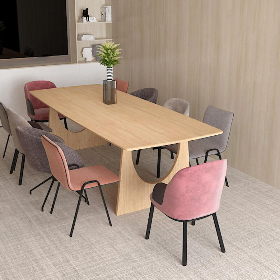 Rectangle Wood Color Dining Table Pinewood Solid Wood Table Modern with Double Pedestal Clearhalo ' dining_table' 'Dining Tables & Seating' 'Dining Tables' 'furn' 'furn_dining_table' 'Furniture' 'furniture_dining_table' 'Kitchen & Dining Furniture' 'kitchen&dining_furn' 'kitchen' 'kitchen_dining_table' 3740035