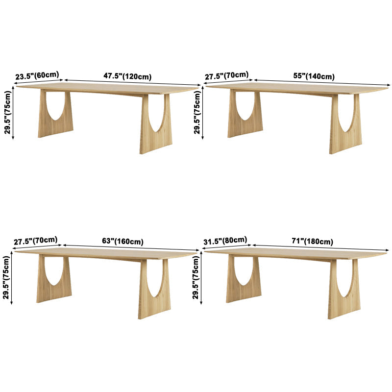Rectangle Wood Color Dining Table Pinewood Solid Wood Table Modern with Double Pedestal Clearhalo ' dining_table' 'Dining Tables & Seating' 'Dining Tables' 'furn' 'furn_dining_table' 'Furniture' 'furniture_dining_table' 'Kitchen & Dining Furniture' 'kitchen&dining_furn' 'kitchen' 'kitchen_dining_table' 3740038