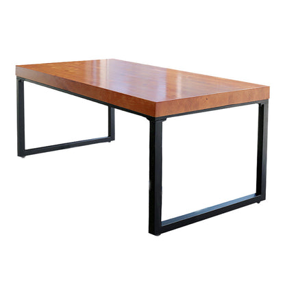 Industrial Rectangle Dining Table Pine Solid Wood Table with Black Double Pedestal for Dining Room Without Chairs Clearhalo ' dining_table' 'Dining Tables & Seating' 'Dining Tables' 'furn' 'furn_dining_table' 'Furniture' 'furniture_dining_table' 'Kitchen & Dining Furniture' 'kitchen&dining_furn' 'kitchen' 'kitchen_dining_table' 3740058
