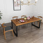 Industrial Rectangle Dining Table Pine Solid Wood Table with Black Double Pedestal for Dining Room Clearhalo ' dining_table' 'Dining Tables & Seating' 'Dining Tables' 'furn' 'furn_dining_table' 'Furniture' 'furniture_dining_table' 'Kitchen & Dining Furniture' 'kitchen&dining_furn' 'kitchen' 'kitchen_dining_table' 3740062