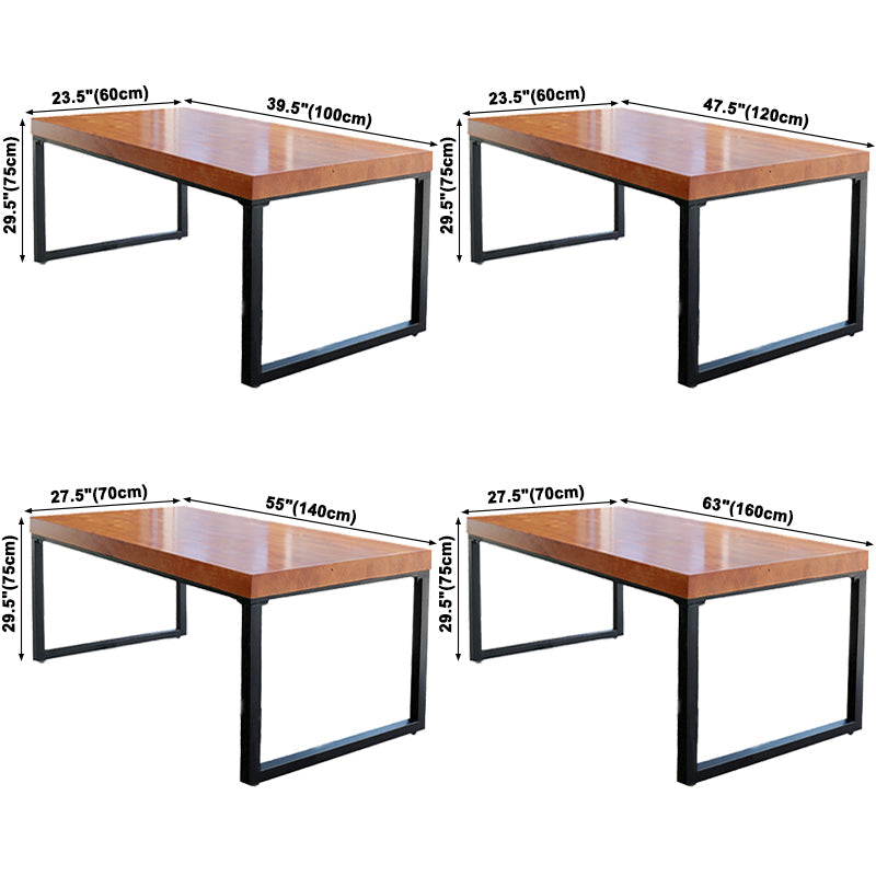 Industrial Rectangle Dining Table Pine Solid Wood Table with Black Double Pedestal for Dining Room Clearhalo ' dining_table' 'Dining Tables & Seating' 'Dining Tables' 'furn' 'furn_dining_table' 'Furniture' 'furniture_dining_table' 'Kitchen & Dining Furniture' 'kitchen&dining_furn' 'kitchen' 'kitchen_dining_table' 3740063