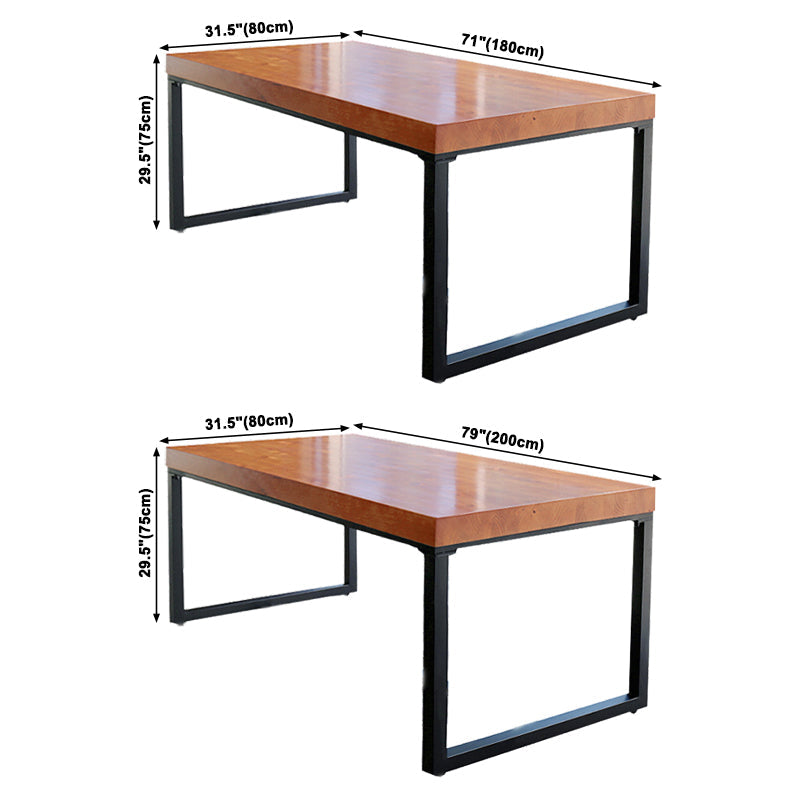 Industrial Rectangle Dining Table Pine Solid Wood Table with Black Double Pedestal for Dining Room Clearhalo ' dining_table' 'Dining Tables & Seating' 'Dining Tables' 'furn' 'furn_dining_table' 'Furniture' 'furniture_dining_table' 'Kitchen & Dining Furniture' 'kitchen&dining_furn' 'kitchen' 'kitchen_dining_table' 3740064