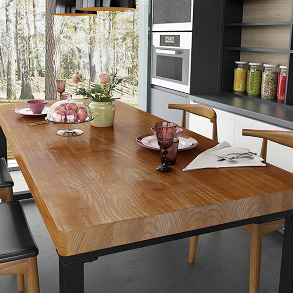 Industrial Rectangle Dining Table Pine Solid Wood Table with Black Double Pedestal for Dining Room Clearhalo ' dining_table' 'Dining Tables & Seating' 'Dining Tables' 'furn' 'furn_dining_table' 'Furniture' 'furniture_dining_table' 'Kitchen & Dining Furniture' 'kitchen&dining_furn' 'kitchen' 'kitchen_dining_table' 3740066