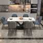 Metal Modern Rectangular Dining Table Sintered Stone Table with Pedestal Base Clearhalo ' dining_table' 'Dining Tables & Seating' 'Dining Tables' 'furn' 'furn_dining_table' 'Furniture' 'furniture_dining_table' 'Kitchen & Dining Furniture' 'kitchen&dining_furn' 'kitchen' 'kitchen_dining_table' 3740069