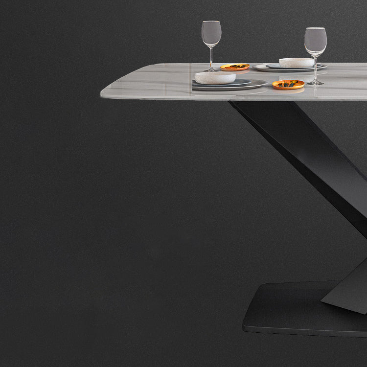 Metal Modern Rectangular Dining Table Sintered Stone Table with Pedestal Base Clearhalo ' dining_table' 'Dining Tables & Seating' 'Dining Tables' 'furn' 'furn_dining_table' 'Furniture' 'furniture_dining_table' 'Kitchen & Dining Furniture' 'kitchen&dining_furn' 'kitchen' 'kitchen_dining_table' 3740072