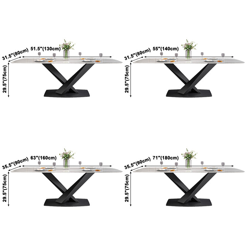 Metal Modern Rectangular Dining Table Sintered Stone Table with Pedestal Base Clearhalo ' dining_table' 'Dining Tables & Seating' 'Dining Tables' 'furn' 'furn_dining_table' 'Furniture' 'furniture_dining_table' 'Kitchen & Dining Furniture' 'kitchen&dining_furn' 'kitchen' 'kitchen_dining_table' 3740075