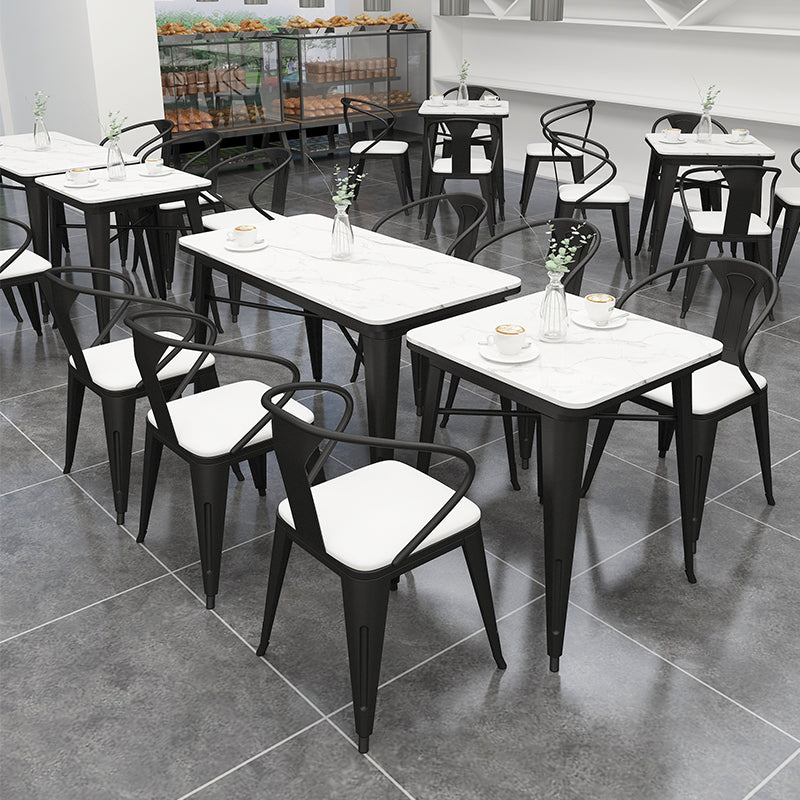 Industrial Style Sintered Stone Dining Table White Table with Black Frame for Dinning Room Clearhalo ' dining_table' 'Dining Tables & Seating' 'Dining Tables' 'furn' 'furn_dining_table' 'Furniture' 'furniture_dining_table' 'Kitchen & Dining Furniture' 'kitchen&dining_furn' 'kitchen' 'kitchen_dining_table' 3740076