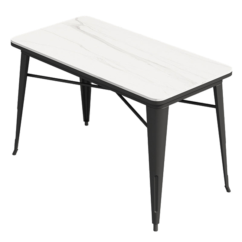 Industrial Style Sintered Stone Dining Table White Table with Black Frame for Dinning Room Rectangle Without Chairs Clearhalo ' dining_table' 'Dining Tables & Seating' 'Dining Tables' 'furn' 'furn_dining_table' 'Furniture' 'furniture_dining_table' 'Kitchen & Dining Furniture' 'kitchen&dining_furn' 'kitchen' 'kitchen_dining_table' 3740077