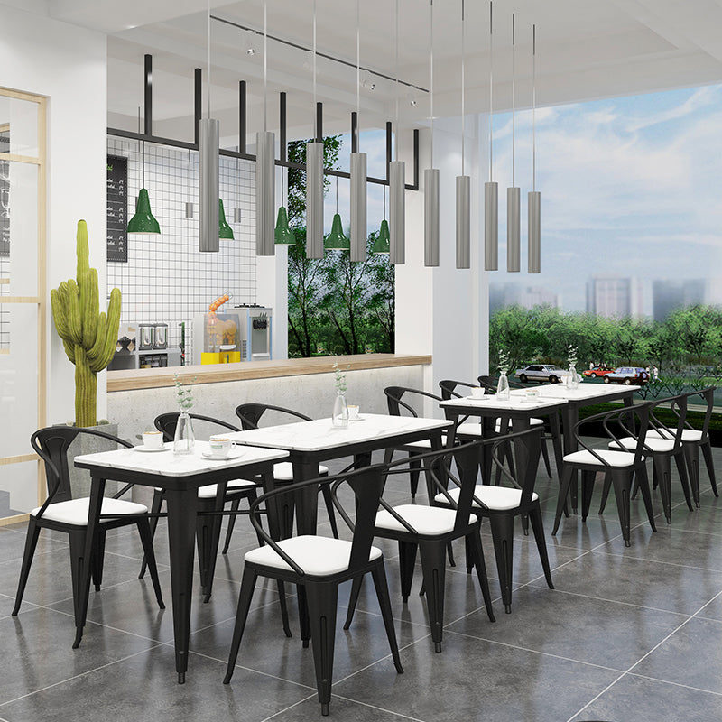 Industrial Style Sintered Stone Dining Table White Table with Black Frame for Dinning Room Clearhalo ' dining_table' 'Dining Tables & Seating' 'Dining Tables' 'furn' 'furn_dining_table' 'Furniture' 'furniture_dining_table' 'Kitchen & Dining Furniture' 'kitchen&dining_furn' 'kitchen' 'kitchen_dining_table' 3740080