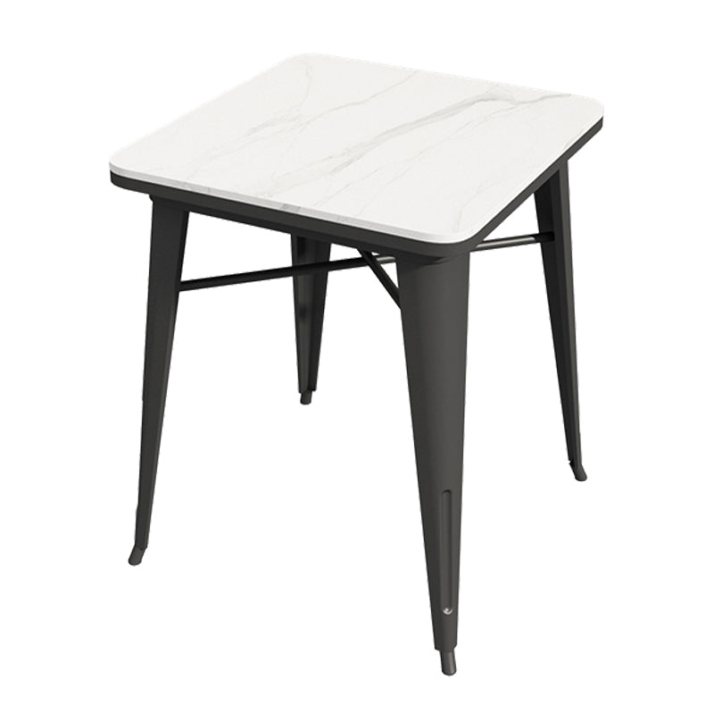 Industrial Style Sintered Stone Dining Table White Table with Black Frame for Dinning Room Square Without Chairs Clearhalo ' dining_table' 'Dining Tables & Seating' 'Dining Tables' 'furn' 'furn_dining_table' 'Furniture' 'furniture_dining_table' 'Kitchen & Dining Furniture' 'kitchen&dining_furn' 'kitchen' 'kitchen_dining_table' 3740081