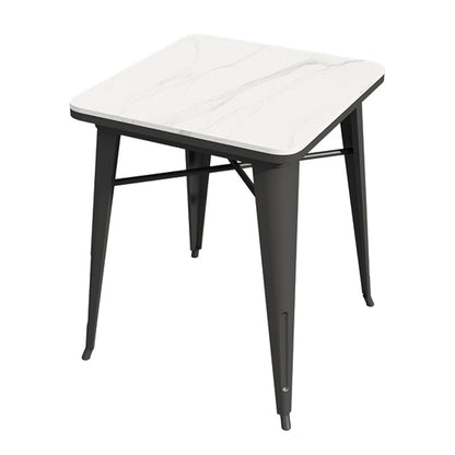 Industrial Style Sintered Stone Dining Table White Table with Black Frame for Dinning Room Square Without Chairs Clearhalo ' dining_table' 'Dining Tables & Seating' 'Dining Tables' 'furn' 'furn_dining_table' 'Furniture' 'furniture_dining_table' 'Kitchen & Dining Furniture' 'kitchen&dining_furn' 'kitchen' 'kitchen_dining_table' 3740081