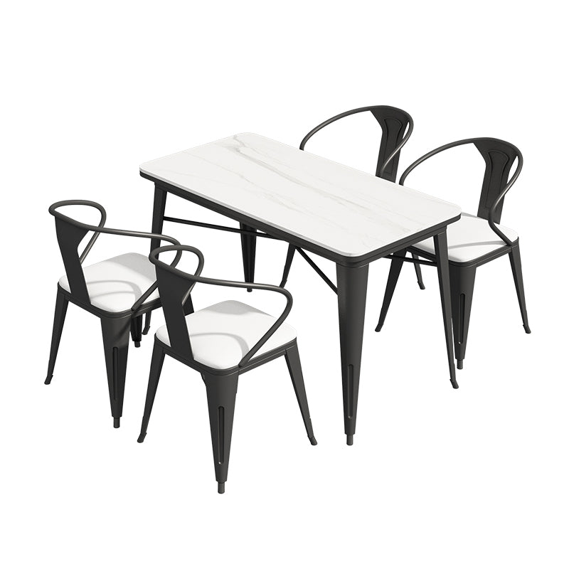 Industrial Style Sintered Stone Dining Table White Table with Black Frame for Dinning Room Clearhalo ' dining_table' 'Dining Tables & Seating' 'Dining Tables' 'furn' 'furn_dining_table' 'Furniture' 'furniture_dining_table' 'Kitchen & Dining Furniture' 'kitchen&dining_furn' 'kitchen' 'kitchen_dining_table' 3740082