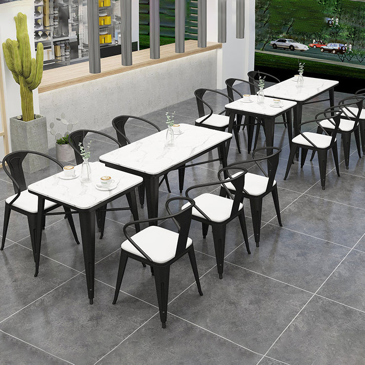 Industrial Style Sintered Stone Dining Table White Table with Black Frame for Dinning Room Clearhalo ' dining_table' 'Dining Tables & Seating' 'Dining Tables' 'furn' 'furn_dining_table' 'Furniture' 'furniture_dining_table' 'Kitchen & Dining Furniture' 'kitchen&dining_furn' 'kitchen' 'kitchen_dining_table' 3740085