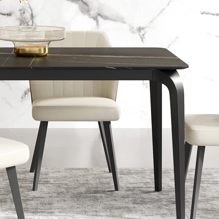 Contemporary Style Sintered Stone Dining Table 4 Legs Carbon Steel Base Rectangle Table for Home Clearhalo ' dining_table' 'Dining Tables & Seating' 'Dining Tables' 'furn' 'furn_dining_table' 'Furniture' 'furniture_dining_table' 'Kitchen & Dining Furniture' 'kitchen&dining_furn' 'kitchen' 'kitchen_dining_table' 3740089