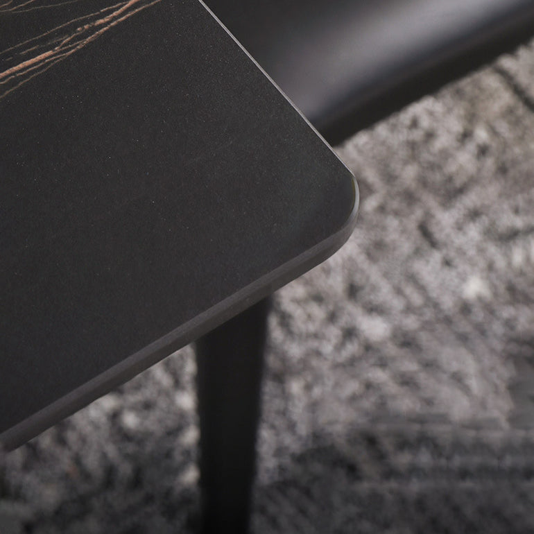 Contemporary Style Sintered Stone Dining Table 4 Legs Carbon Steel Base Rectangle Table for Home Clearhalo ' dining_table' 'Dining Tables & Seating' 'Dining Tables' 'furn' 'furn_dining_table' 'Furniture' 'furniture_dining_table' 'Kitchen & Dining Furniture' 'kitchen&dining_furn' 'kitchen' 'kitchen_dining_table' 3740092