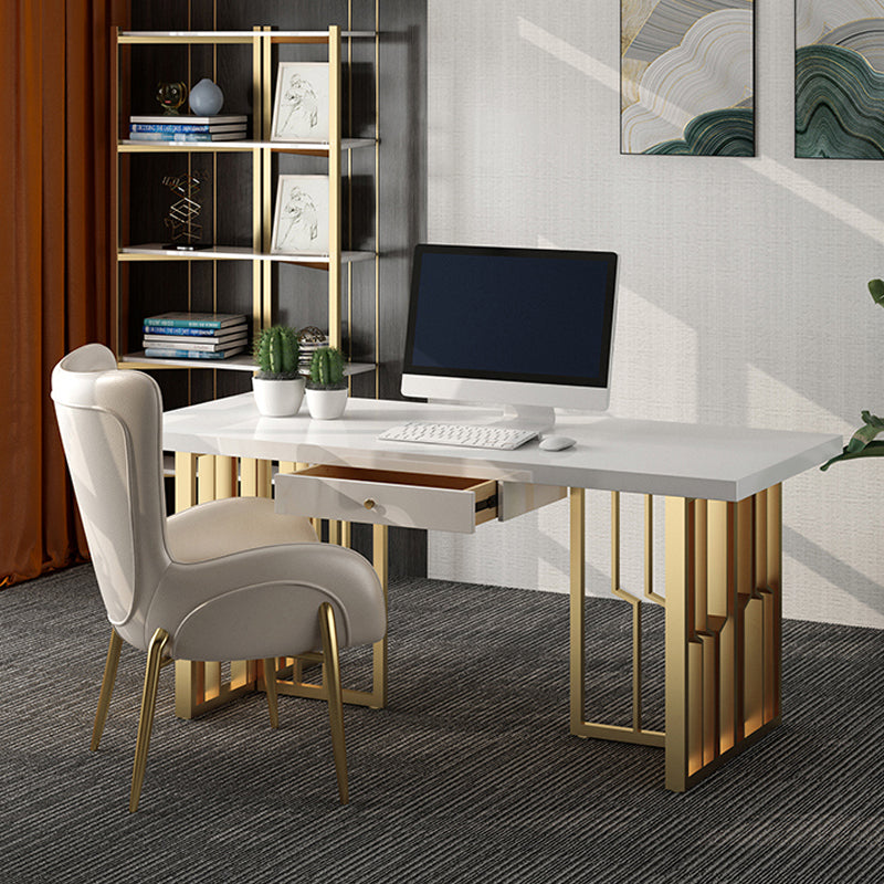 Metal Traditional Luxury Rectangle Indoor Table Sintered Stone Table for Kitchen and Dining Room Clearhalo ' dining_table' 'Dining Tables & Seating' 'Dining Tables' 'furn' 'furn_dining_table' 'Furniture' 'furniture_dining_table' 'Kitchen & Dining Furniture' 'kitchen&dining_furn' 'kitchen' 'kitchen_dining_table' 3740096