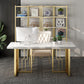 Metal Traditional Luxury Rectangle Indoor Table Sintered Stone Table for Kitchen and Dining Room Clearhalo ' dining_table' 'Dining Tables & Seating' 'Dining Tables' 'furn' 'furn_dining_table' 'Furniture' 'furniture_dining_table' 'Kitchen & Dining Furniture' 'kitchen&dining_furn' 'kitchen' 'kitchen_dining_table' 3740099
