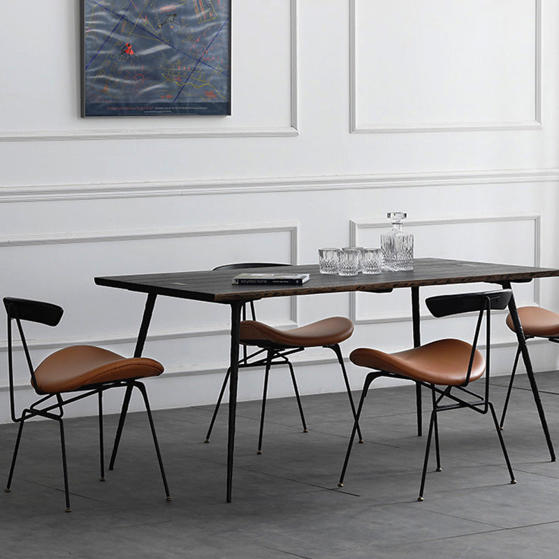 Industrial Rectangle Dining Room Table Oak Solid Wood Table with 4 Black Legs Clearhalo ' dining_table' 'Dining Tables & Seating' 'Dining Tables' 'furn' 'furn_dining_table' 'Furniture' 'furniture_dining_table' 'Kitchen & Dining Furniture' 'kitchen&dining_furn' 'kitchen' 'kitchen_dining_table' 3740111