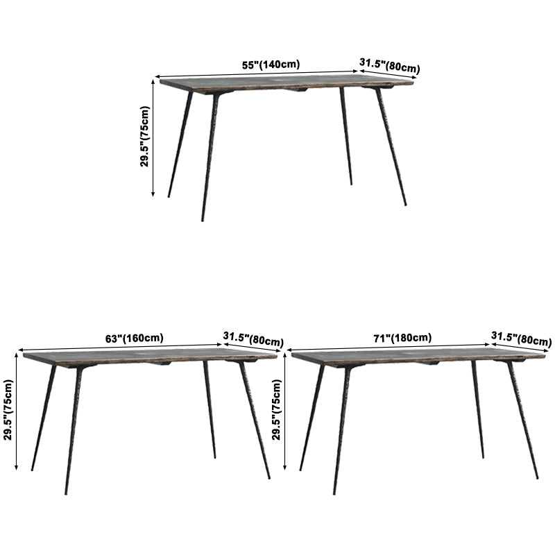 Industrial Rectangle Dining Room Table Oak Solid Wood Table with 4 Black Legs Clearhalo ' dining_table' 'Dining Tables & Seating' 'Dining Tables' 'furn' 'furn_dining_table' 'Furniture' 'furniture_dining_table' 'Kitchen & Dining Furniture' 'kitchen&dining_furn' 'kitchen' 'kitchen_dining_table' 3740118