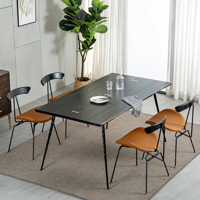 Industrial Rectangle Dining Room Table Oak Solid Wood Table with 4 Black Legs Clearhalo ' dining_table' 'Dining Tables & Seating' 'Dining Tables' 'furn' 'furn_dining_table' 'Furniture' 'furniture_dining_table' 'Kitchen & Dining Furniture' 'kitchen&dining_furn' 'kitchen' 'kitchen_dining_table' 3740119