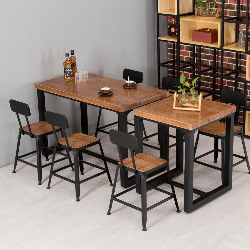 Industrial Dining Room Table Solid Wood Table with Black Trestle Base for Dining Room Clearhalo ' dining_table' 'Dining Tables & Seating' 'Dining Tables' 'furn' 'furn_dining_table' 'Furniture' 'furniture_dining_table' 'Kitchen & Dining Furniture' 'kitchen&dining_furn' 'kitchen' 'kitchen_dining_table' 3740124