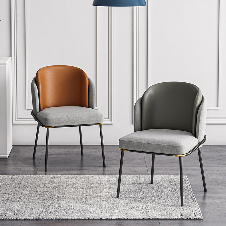 Contemporary Metal Dining Chairs Upholstered Armless Dining Chairs for Home Use Clearhalo ' kitchen&dining_furn' 'Dining Chairs' 'Dining Tables & Seating' 'dining_chair' 'furn' 'furn_dining_chair' 'Furniture' 'furniture_dining_chair' 'Kitchen & Dining Furniture' 'kitchen' 3740136