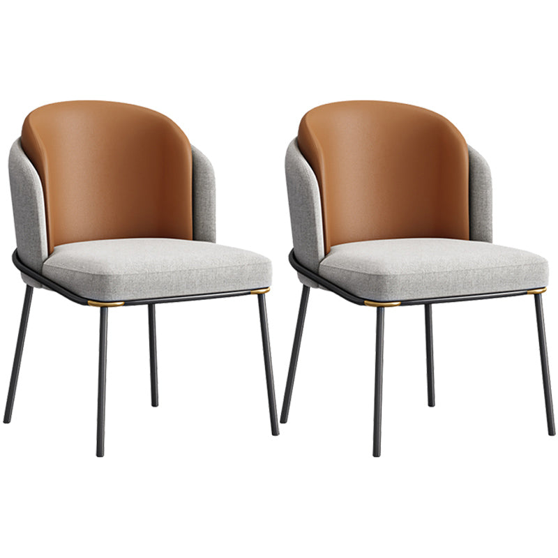 Contemporary Metal Dining Chairs Upholstered Armless Dining Chairs for Home Use Orange-Gray 2 Piece Set Clearhalo ' kitchen&dining_furn' 'Dining Chairs' 'Dining Tables & Seating' 'dining_chair' 'furn' 'furn_dining_chair' 'Furniture' 'furniture_dining_chair' 'Kitchen & Dining Furniture' 'kitchen' 3740137