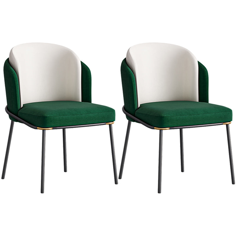 Contemporary Metal Dining Chairs Upholstered Armless Dining Chairs for Home Use White-Green 2 Piece Set Clearhalo ' kitchen&dining_furn' 'Dining Chairs' 'Dining Tables & Seating' 'dining_chair' 'furn' 'furn_dining_chair' 'Furniture' 'furniture_dining_chair' 'Kitchen & Dining Furniture' 'kitchen' 3740141
