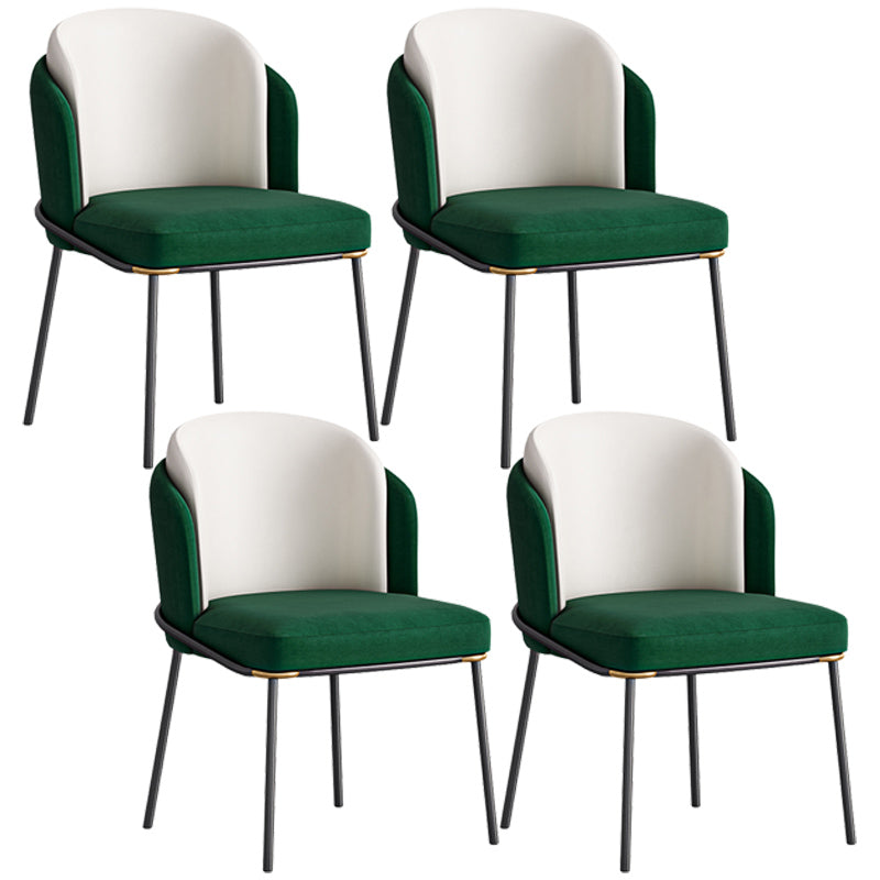 Contemporary Metal Dining Chairs Upholstered Armless Dining Chairs for Home Use White-Green 4 Piece Set Clearhalo ' kitchen&dining_furn' 'Dining Chairs' 'Dining Tables & Seating' 'dining_chair' 'furn' 'furn_dining_chair' 'Furniture' 'furniture_dining_chair' 'Kitchen & Dining Furniture' 'kitchen' 3740142