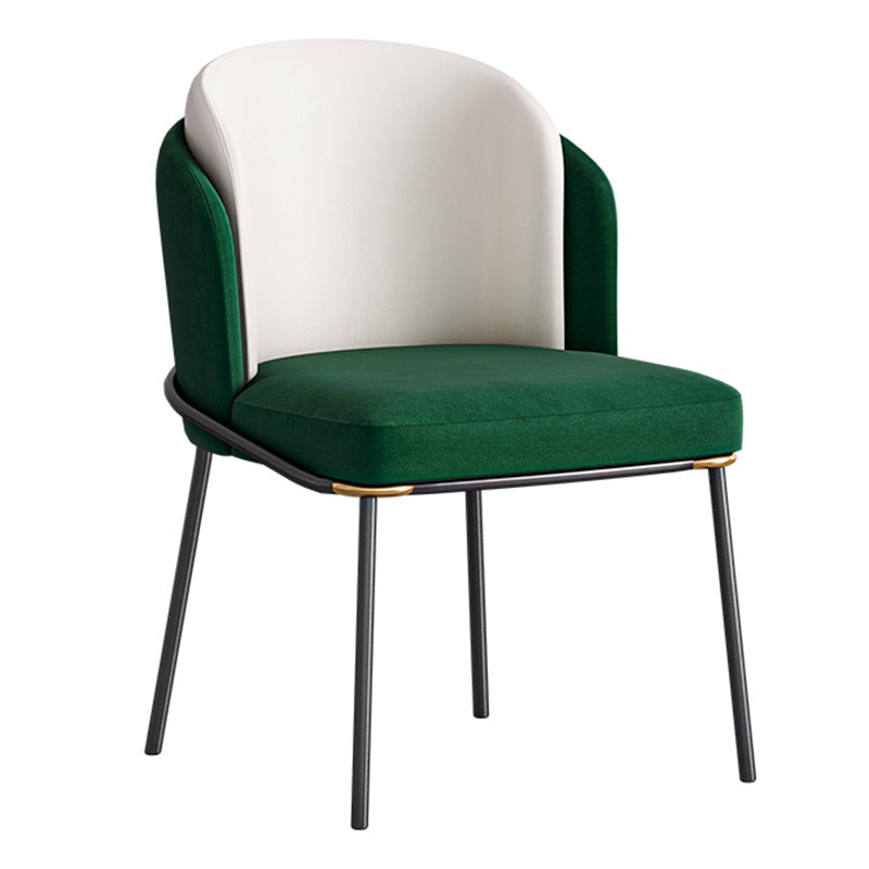 Contemporary Metal Dining Chairs Upholstered Armless Dining Chairs for Home Use White-Green 1 Piece Clearhalo ' kitchen&dining_furn' 'Dining Chairs' 'Dining Tables & Seating' 'dining_chair' 'furn' 'furn_dining_chair' 'Furniture' 'furniture_dining_chair' 'Kitchen & Dining Furniture' 'kitchen' 3740143