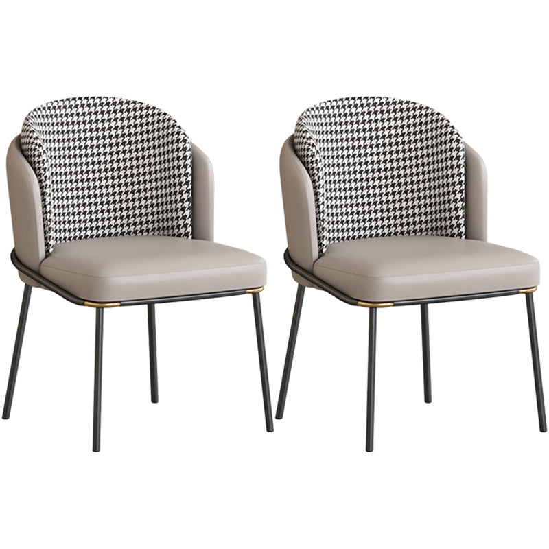 Contemporary Metal Dining Chairs Upholstered Armless Dining Chairs for Home Use Black White Gray 2 Piece Set Clearhalo ' kitchen&dining_furn' 'Dining Chairs' 'Dining Tables & Seating' 'dining_chair' 'furn' 'furn_dining_chair' 'Furniture' 'furniture_dining_chair' 'Kitchen & Dining Furniture' 'kitchen' 3740144