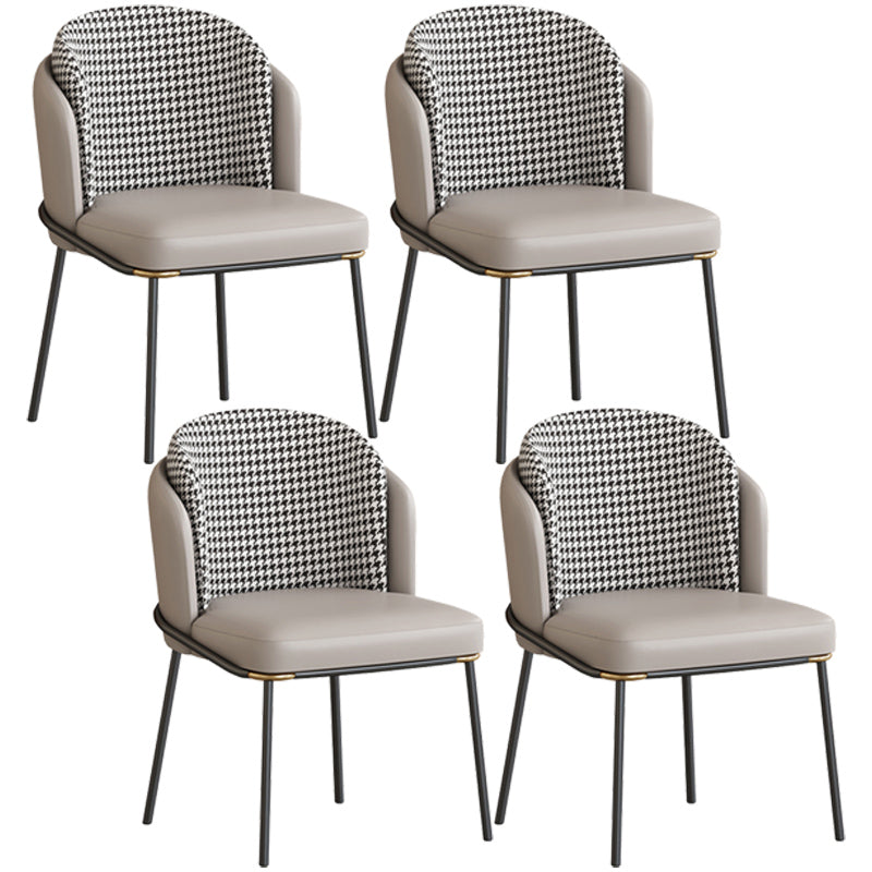 Contemporary Metal Dining Chairs Upholstered Armless Dining Chairs for Home Use Black White Gray 4 Piece Set Clearhalo ' kitchen&dining_furn' 'Dining Chairs' 'Dining Tables & Seating' 'dining_chair' 'furn' 'furn_dining_chair' 'Furniture' 'furniture_dining_chair' 'Kitchen & Dining Furniture' 'kitchen' 3740146