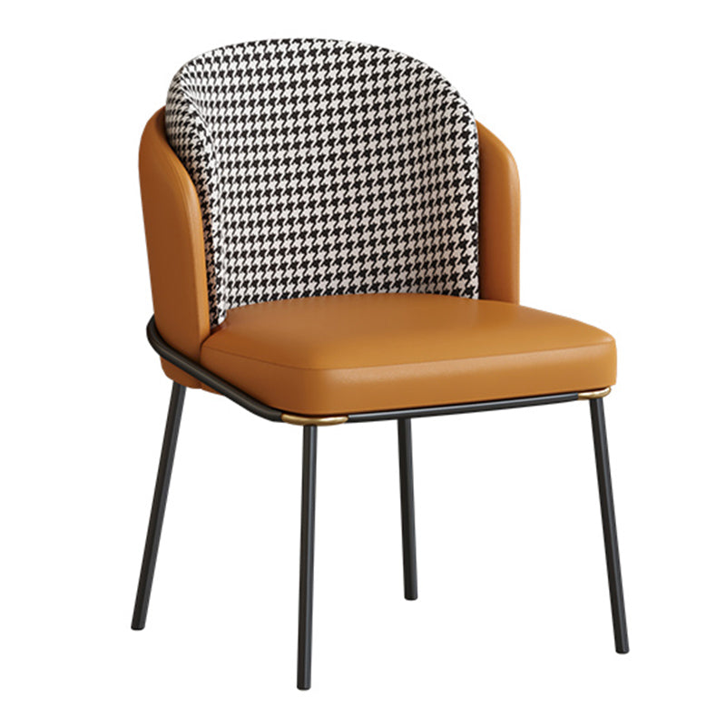 Contemporary Metal Dining Chairs Upholstered Armless Dining Chairs for Home Use Black-White-Yellow 1 Piece Clearhalo ' kitchen&dining_furn' 'Dining Chairs' 'Dining Tables & Seating' 'dining_chair' 'furn' 'furn_dining_chair' 'Furniture' 'furniture_dining_chair' 'Kitchen & Dining Furniture' 'kitchen' 3740148