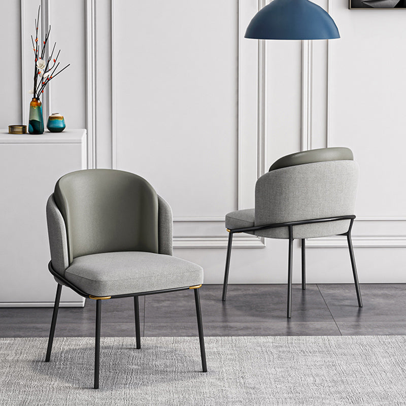 Contemporary Metal Dining Chairs Upholstered Armless Dining Chairs for Home Use Clearhalo ' kitchen&dining_furn' 'Dining Chairs' 'Dining Tables & Seating' 'dining_chair' 'furn' 'furn_dining_chair' 'Furniture' 'furniture_dining_chair' 'Kitchen & Dining Furniture' 'kitchen' 3740149