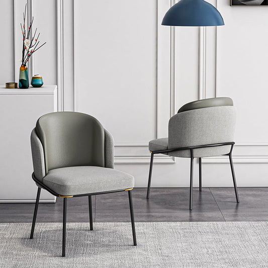 Contemporary Metal Dining Chairs Upholstered Armless Dining Chairs for Home Use Clearhalo ' kitchen&dining_furn' 'Dining Chairs' 'Dining Tables & Seating' 'dining_chair' 'furn' 'furn_dining_chair' 'Furniture' 'furniture_dining_chair' 'Kitchen & Dining Furniture' 'kitchen' 3740149