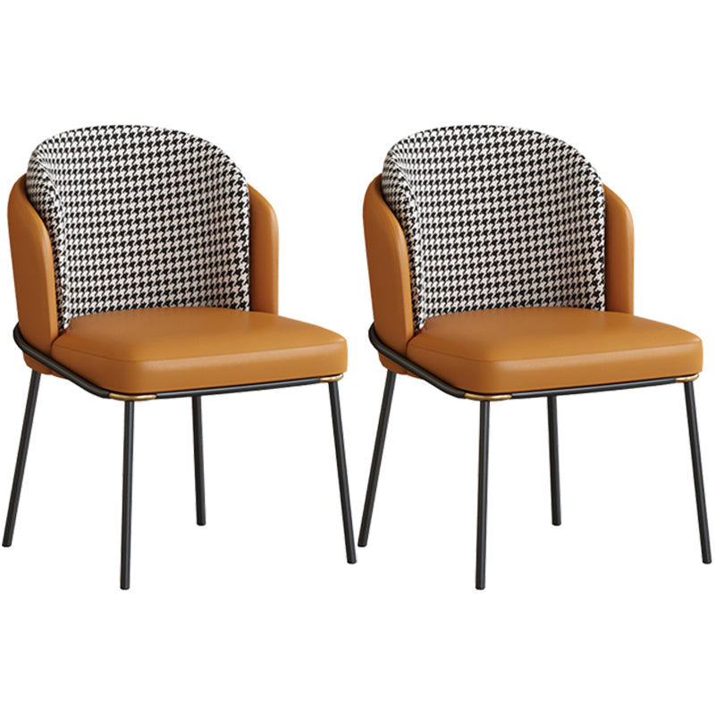 Contemporary Metal Dining Chairs Upholstered Armless Dining Chairs for Home Use Black-White-Yellow 2 Piece Set Clearhalo ' kitchen&dining_furn' 'Dining Chairs' 'Dining Tables & Seating' 'dining_chair' 'furn' 'furn_dining_chair' 'Furniture' 'furniture_dining_chair' 'Kitchen & Dining Furniture' 'kitchen' 3740150