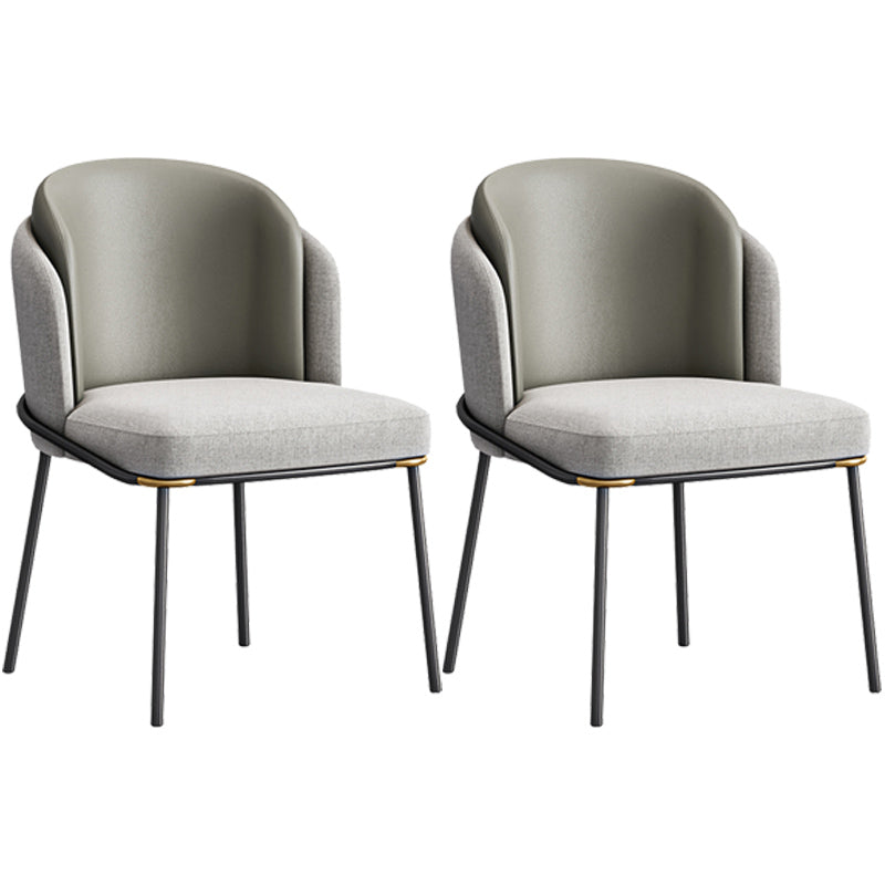 Contemporary Metal Dining Chairs Upholstered Armless Dining Chairs for Home Use Grey 2 Piece Set Clearhalo ' kitchen&dining_furn' 'Dining Chairs' 'Dining Tables & Seating' 'dining_chair' 'furn' 'furn_dining_chair' 'Furniture' 'furniture_dining_chair' 'Kitchen & Dining Furniture' 'kitchen' 3740156