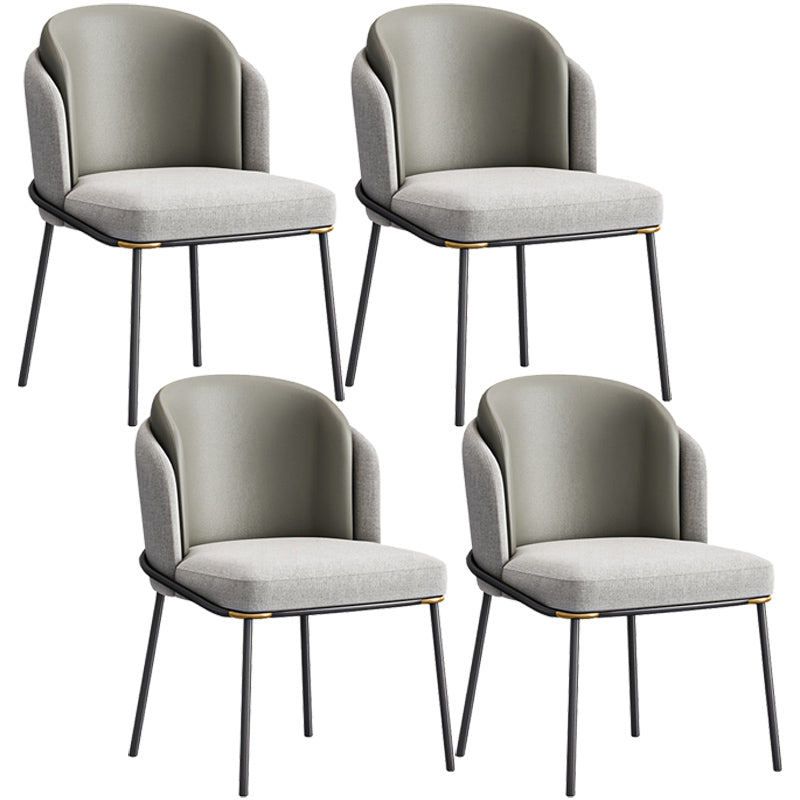 Contemporary Metal Dining Chairs Upholstered Armless Dining Chairs for Home Use Grey 4 Piece Set Clearhalo ' kitchen&dining_furn' 'Dining Chairs' 'Dining Tables & Seating' 'dining_chair' 'furn' 'furn_dining_chair' 'Furniture' 'furniture_dining_chair' 'Kitchen & Dining Furniture' 'kitchen' 3740157