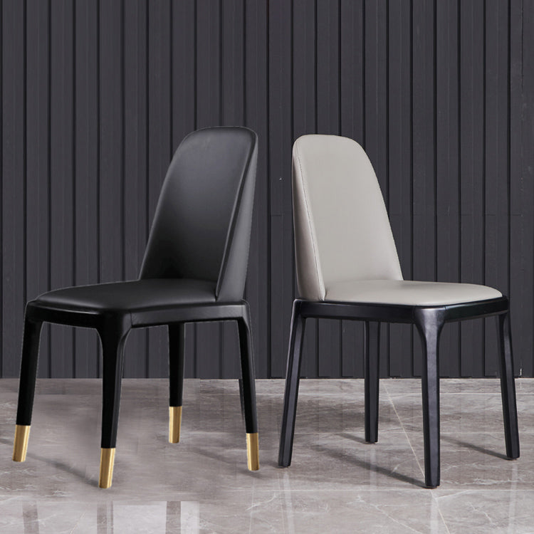 Industrial Ash Open Side Chair Matte Finish Leather Dining Chair with Black Legs Clearhalo ' kitchen&dining_furn' 'Dining Chairs' 'Dining Tables & Seating' 'dining_chair' 'furn' 'furn_dining_chair' 'Furniture' 'furniture_dining_chair' 'Kitchen & Dining Furniture' 'kitchen' 3740158