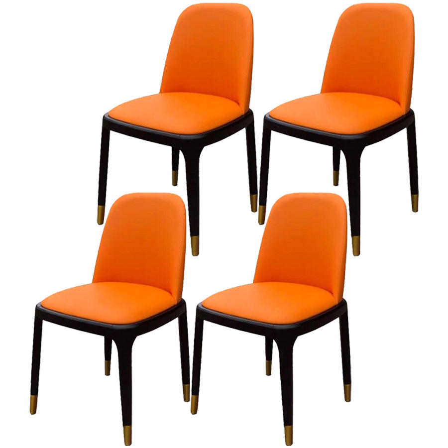 Industrial Ash Open Side Chair Matte Finish Leather Dining Chair with Black Legs Orange Wrought Iron 4 Piece Set Clearhalo ' kitchen&dining_furn' 'Dining Chairs' 'Dining Tables & Seating' 'dining_chair' 'furn' 'furn_dining_chair' 'Furniture' 'furniture_dining_chair' 'Kitchen & Dining Furniture' 'kitchen' 3740160