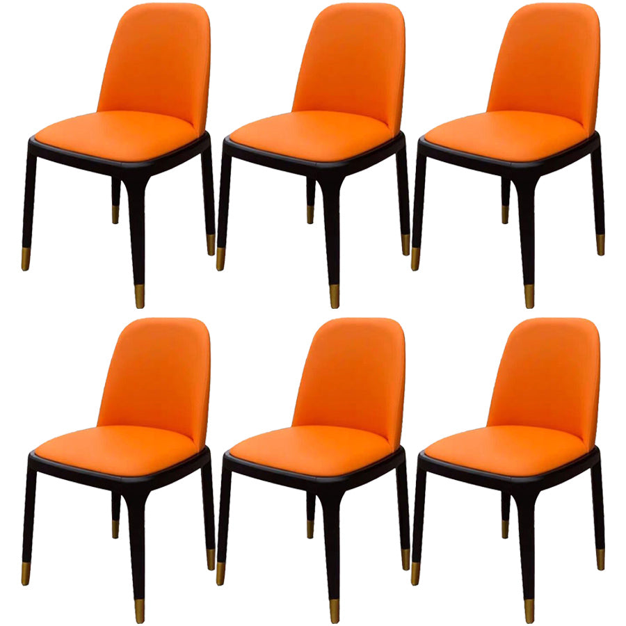 Industrial Ash Open Side Chair Matte Finish Leather Dining Chair with Black Legs Orange Wrought Iron 6 Piece Set Clearhalo ' kitchen&dining_furn' 'Dining Chairs' 'Dining Tables & Seating' 'dining_chair' 'furn' 'furn_dining_chair' 'Furniture' 'furniture_dining_chair' 'Kitchen & Dining Furniture' 'kitchen' 3740162