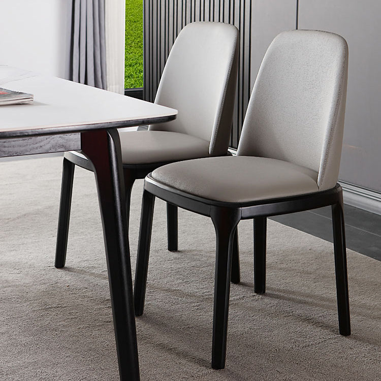 Industrial Ash Open Side Chair Matte Finish Leather Dining Chair with Black Legs Clearhalo ' kitchen&dining_furn' 'Dining Chairs' 'Dining Tables & Seating' 'dining_chair' 'furn' 'furn_dining_chair' 'Furniture' 'furniture_dining_chair' 'Kitchen & Dining Furniture' 'kitchen' 3740163