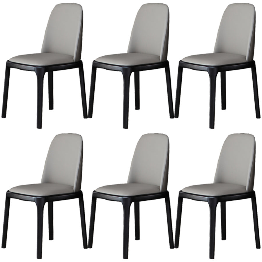 Industrial Ash Open Side Chair Matte Finish Leather Dining Chair with Black Legs Grey Wood 6 Piece Set Clearhalo ' kitchen&dining_furn' 'Dining Chairs' 'Dining Tables & Seating' 'dining_chair' 'furn' 'furn_dining_chair' 'Furniture' 'furniture_dining_chair' 'Kitchen & Dining Furniture' 'kitchen' 3740169