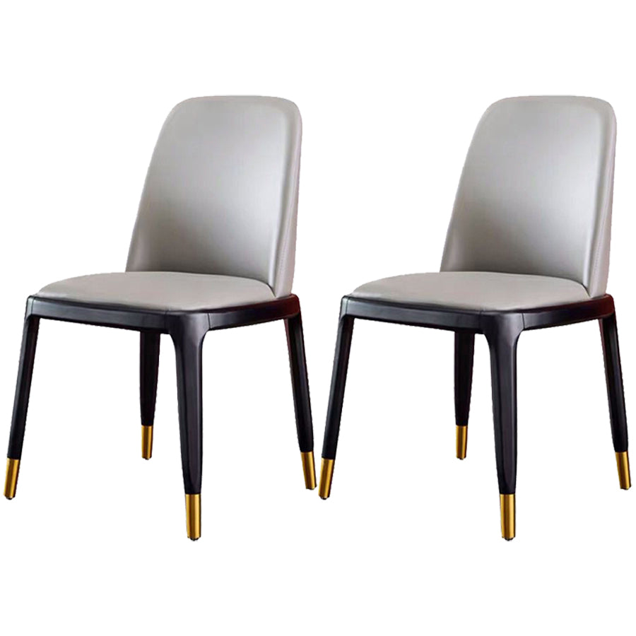 Industrial Ash Open Side Chair Matte Finish Leather Dining Chair with Black Legs Smoke Gray Wrought Iron 2 Piece Set Clearhalo ' kitchen&dining_furn' 'Dining Chairs' 'Dining Tables & Seating' 'dining_chair' 'furn' 'furn_dining_chair' 'Furniture' 'furniture_dining_chair' 'Kitchen & Dining Furniture' 'kitchen' 3740171